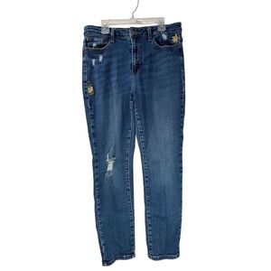 Judy Blue high rise floral embroidery boyfriend fit womens jean size 9/29 #45-18